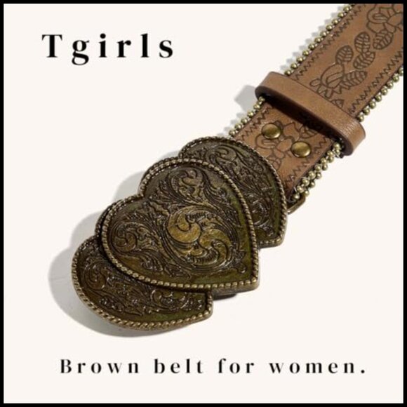 Western Belt with Floral Embossed Buckle for Jeans main image 6